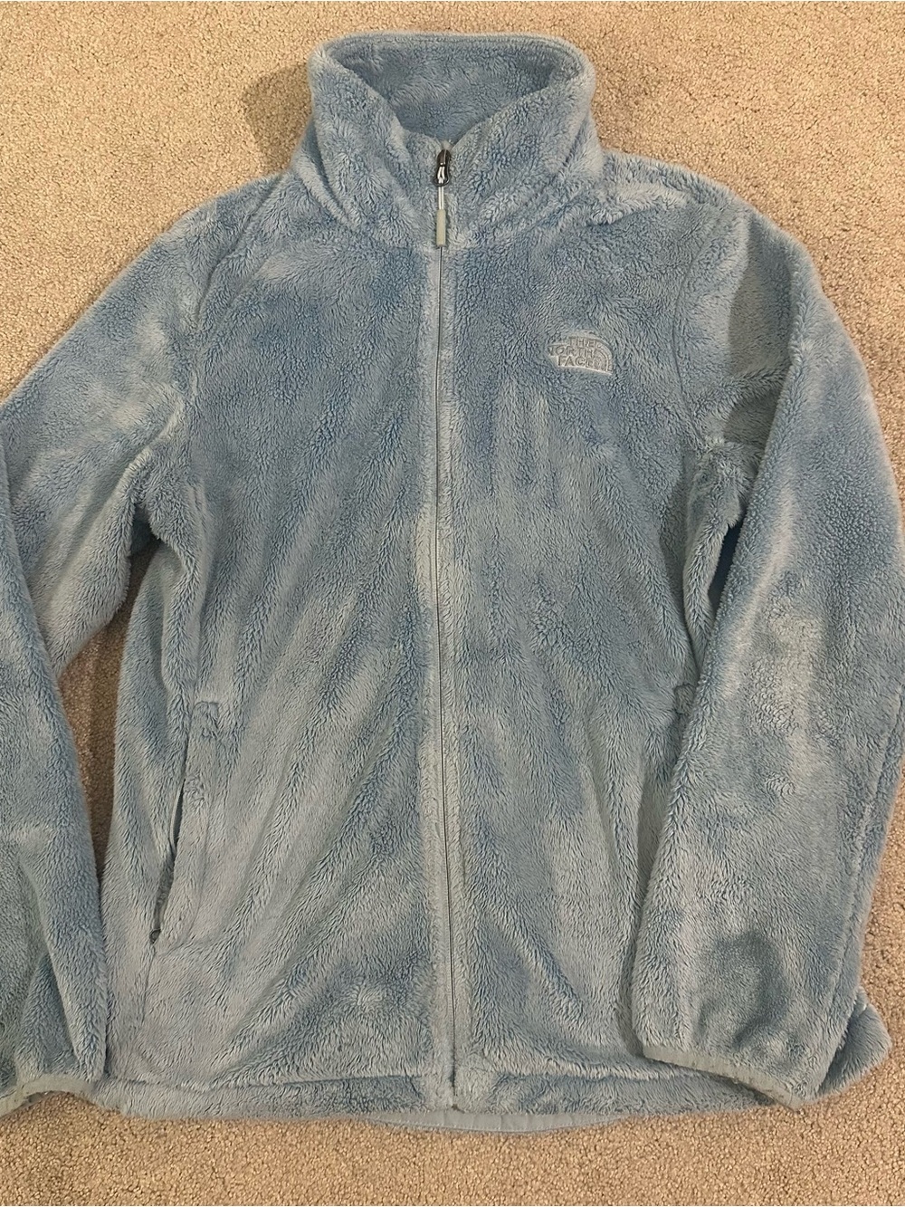 The North Face women medium Light Blue Osito fleece zip Jacket